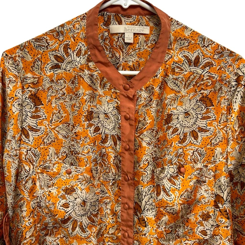 ✨3/$15 Banana Republic Heritage Boho Floral Top Button Front Peplum Blouse - Picture 2 of 13
